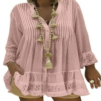 Ženska mini haljina s dugim rukavima, kratke haljine s izrezom, ljetna haljina na plaži, kaftan s gumbima u ružičastoj