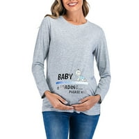 Kiplyki bebe dani uštede majčinstva ženske vrhove pamučni okrugli vrat dugi rukavi čvrsti colorbaby print odjeća