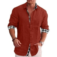 Muške košulje ležerna pamučna lanena košulja dugih rukava obična ležerna široka bluza na plaži na kopčanje Cool