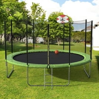 Okrugli trampolin od 14 s zaštitnom ogradom, košarkaškim obručem i ljestvama
