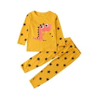Ketyyh-chn Djevojčica Outfits Outfits Dugi rukavi Košulja Top hlače Slatka jesenska odjeća žuta, 120