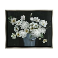 Stupell Industries bijeli miješani cvjetovi rustikalni saditelj botanički i cvjetni slikati sivi floater uokviren