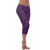 Ženske tajice za vježbanje s elastičnim strukom i džepom na kopčanje, skraćene hlače za jogu u teretani