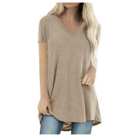 Majica za žene Ženska Moda Plus size print izrez u obliku kratkih rukava Duga majica bluza ženske kaki majice