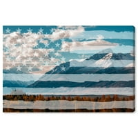 Wynwood Studio Americana i Patriotic Wall Art Canvas Otistavlja 'planine Rocky Freedom' Americana - Plava, narančasta