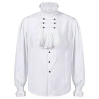 Muške Vintage Steampunk gotičke majice s renesansnim volanima s dugim rukavima s gumbima, bijele