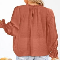 Ženska majica dugih rukava i majica s izrezom u obliku donjeg dijela, široka ležerna obična jesenska bluza, majica