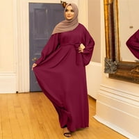 Ženske haljine ležerna solidna haljina pukotina abaya arapska kaftanska haljina