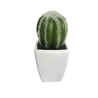 -Umjetni Mini sukulent od 3 do 5 zelenog kaktusa u bijeloj keramičkoj kockastoj posudi