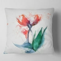 DesignArt crvena ručna nacrtana skica tulipana - jastuk cvjetnog bacanja - 18x18