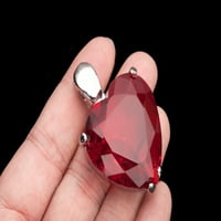 Srebrni privjesak u obliku srca, ogrlica od crvenog kristala, hiperbola u stilu plemenitih metala, fokusna pažnja