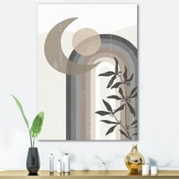 DesignArt 'Sažetak Mjesec i sunce u sivoj i plavoj' Moderno platno zidne umjetničke tiska