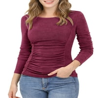 Jedinstvene ponude ženskog rastezljivog rastezljive bluze vrat ugradbeni osnovni vrh