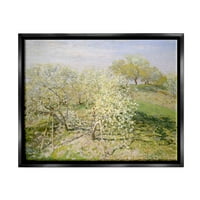 Stupell Industries White Blossom Tree Orchard Impressionist Impresionistički Slikanje Jet Crno plutajuće uokvireno