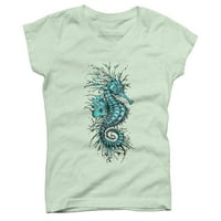 Majica s uzorkom plavog morskog konjića za djevojčice u menta zelenoj boji-dizajn U Australiji