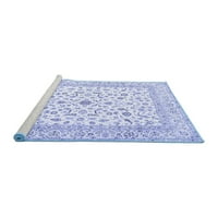Tradicionalni tepisi tvrtke A. M., koji se mogu prati u perilici rublja, okrugli perzijski plavi, 4-inčni.