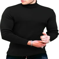 Majica niuer muškaraca majica s visokim vratom majice dugih rukava Osnovna bluza pulover od solidne boje crna