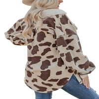 Ženska ležerna košulja, jakna, bluza od sumota, kaput, jesenska gornja odjeća s leopard printom i dugim rukavima