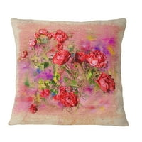 Ilustracija DesignArt Roses Pastel krede - Cvjetni jastuk za bacanje - 18x18