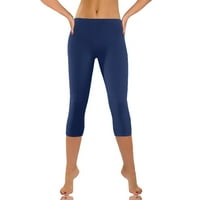Ženske Capri hlače visokog struka, jednobojne Ležerne rastezljive joga hlače, Ženske hlače za slobodno vrijeme