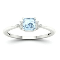 Imperijalni dragulj 10K bijelo zlato smaragda izrezan aquamarine ct tw dijamantski modni prsten