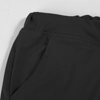 Huaai ženske povremene solidne džepne jurske joge kratke hlače 7-točke hlače ženke casual jogger hlače crne xxxxxl