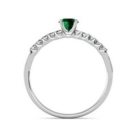 Emerald i dijamantni zaručnički prsten 0. CT TW u 14k bijelom zlatu.Size 6.0
