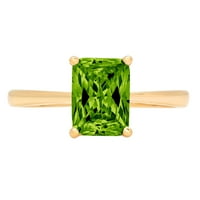 smaragdni rez od 2 karata, zeleni prirodni peridot, žuto zlato od 18 karata, vjenčani prsten za godišnjicu od