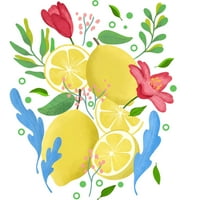 Limunov cvjetni mens bijeli grafički tee - dizajn od strane ljudi xl