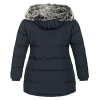 SANVIGLOR Žene gumbi za zgušnjavanje jakne Ovladaju Čvrsta boja nadmašene tanke kapute s kapuljačama zima tamnoplava