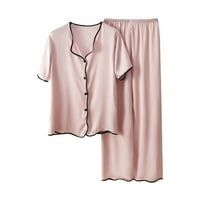 Ženske modne pidžame od solidne boje dvije odijelo hlače s kratkim rukavima postavljene kućne odjeće hot6sl4490806