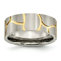 Mia Diamonds Titanium urezana žuta ip -pozlaćena muški brušeni vjenčani zaručnički pojas Veličina prstena - 12,5