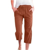 Xihbxyly lanene hlače za žene ženske pamučne lanene hlače široke noge ljetne sobne solidne boje visokog struka