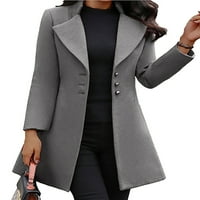 SIMOOSET Ženska radna odjeća Čvrsta boja tanko-fit vunena kaputa srednje duljine