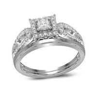 10K bijelo zlato Dijamantni okrugli svadbeni vjenčani prsten set CTTW