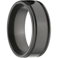 Ravni crni cirkonijev prsten s dva utora i konveksnim središtem