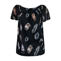 Ženska majica širokog kroja kratkih rukava ležerna ljetna majica s izrezom i perjem u obliku slova u, vrhovi,