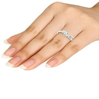 Carat T.W. Dijamantni žuti dvobojni klasični zaručnički prsten od bijelog zlata od 14KT