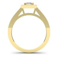 Kolekcija 0. Zaručnički prsten za mladence u stilu princeze 18k okruglog dijamanta, žuto zlato, Veličina 6