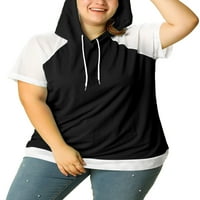 Jedinstvene ponude ženske plus veličine kangaroo džepovi ljetni hoodie crni