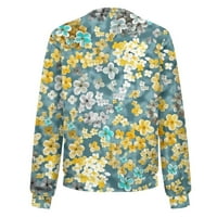 Tking modne jakne za žene dugi rukavi lagani zip up ošišan cvjetni print vanjska odjeća casual jakni s džepovima