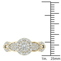 Carat T.W. Dijamantni criss-cross shank klaster halo 10kt zaručnički prsten od žutog zlata