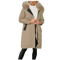Sintetička zimska jakna Žene ležerna čvrsta kaputa s kapuljačama s patentnim zatvaračem labav kaput od dugih rukava