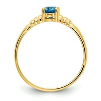 6K žuti zlatni prsten s ovalnim plavim topazom