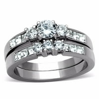 Njegov njezin ženski kamen tipa okrugli CZ vjenčani prsten od nehrđajućeg čelika set muških CZS Veličina W5M12