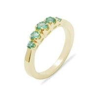 Ženski prsten od prirodnog smaragda od žutog zlata 10K britanske proizvodnje - opcije veličine-Veličina 6