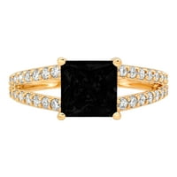 2,48-karatni vjenčani prsten za godišnjicu u žutom zlatu s rezom Princess, crni prirodni 18-karatni 11-karatni,