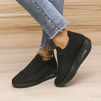 Ženske Ležerne cipele s ravnim potplatom; ženske mekane udobne natikače za hodanje bez klizanja, crne 8