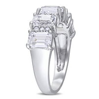 3- Carat T.G.W. Stvoren bijeli safir i karat T.W. Dijamantni 10KT prsten od bijelog zlata