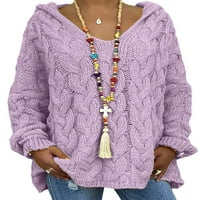 Ženski pulover s izrezom u obliku slova u, ugodni šik pleteni džemperi, ravno dno, široka odjeća za slobodno vrijeme,
